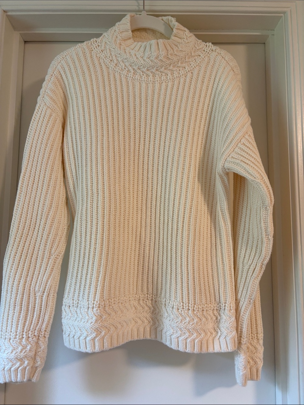 L.L. Bean Cream Ribbed Turtleneck Sweater